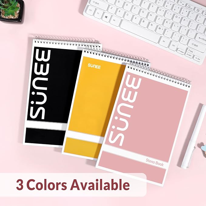 SUNEE 2 Pack Steno Pads 6x9, Gregg Rule, 60 Sheets, Spiral Notebook 6x9 - Image 7