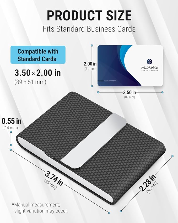 MaxGear Business Card Holder, PU Leather Business Card Case, Magnetic Closure - Image 5