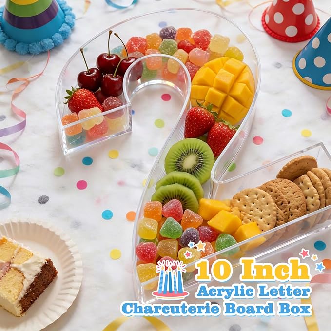 Ledido 10’’ Acrylic Number Charcuterie Board Box, Reusable Fillable Serving Tray - Image 2