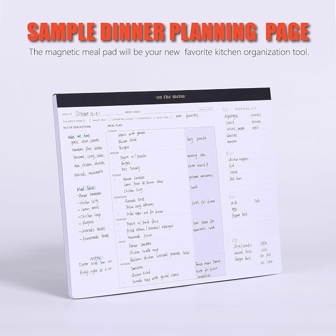 Weekly Meal Planner with Recipes and Grocery List Magnetic Notepad - Image 4