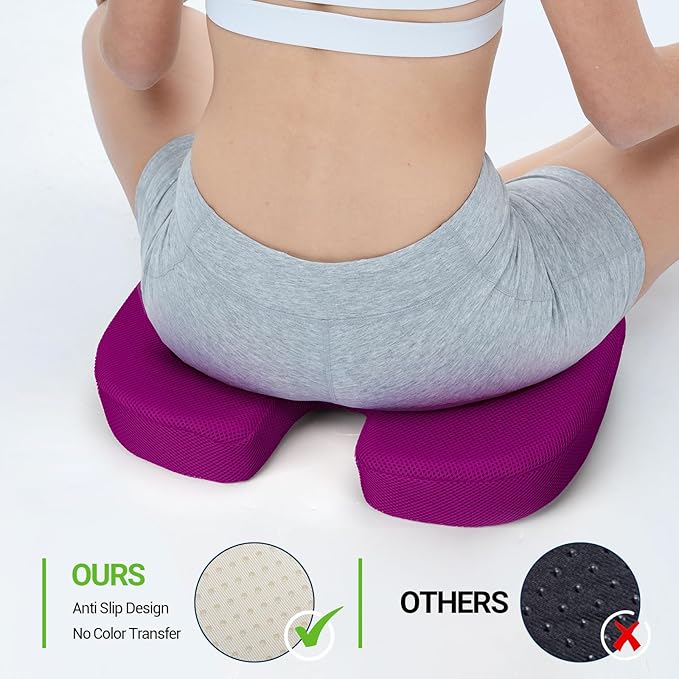 Gel Seat Cushion for Car Office - Memory Foam Pain Relief Chair Pillow Cushions - Tailbone Sciatica Coccyx Butt Lumbar Support Pad for Sitting Driving Traveling, Mesh, Purple-DeskLoop Office
