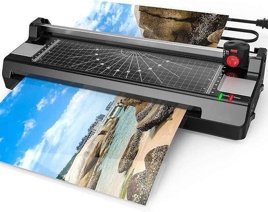 Laminator Machine for A3/A4/A6, YE381 13inch Thermal & Cold Laminating Machine for Home Office School Teacher Use with 120 Pouches, Paper Trimmer and Corner Rounder-DeskLoop Office