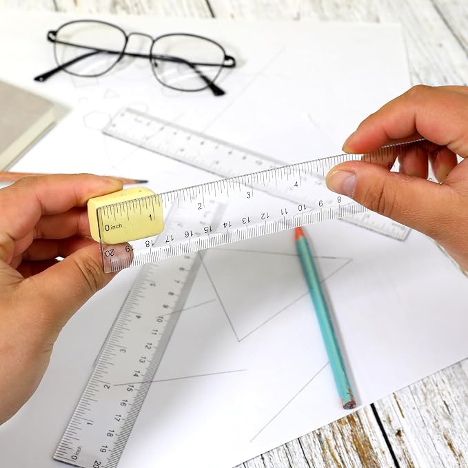 3 Pack 8 Inch Ruler Set Plastic Straight Ruler Transparent Measuring Tool - Image 7