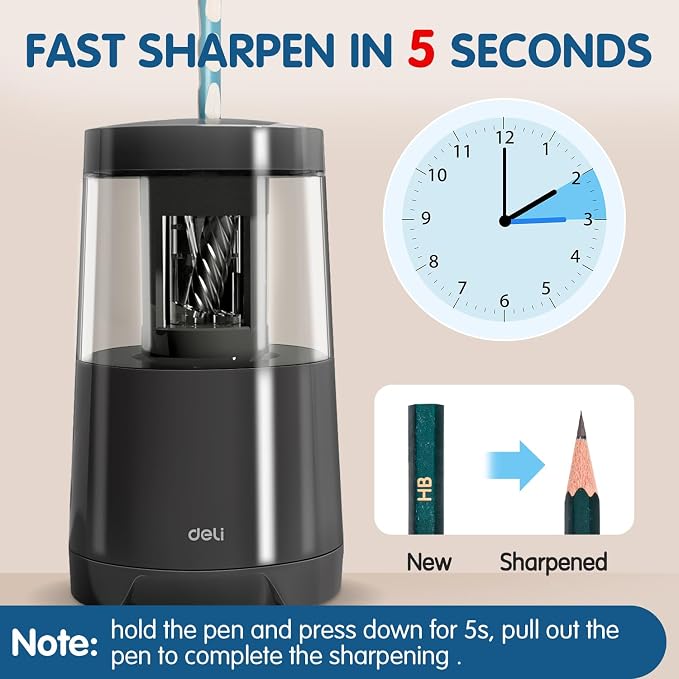 Deli Electric Pencil Sharpener, Automatic Pencil Sharpeners - Image 2