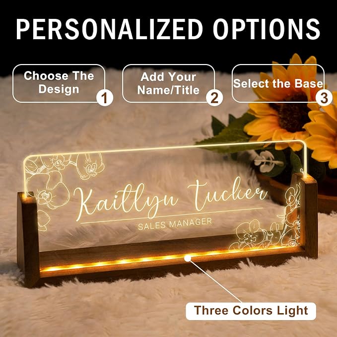 Desk Name Plate Personalized, Custom Office Light Up Name Plate - Image 6