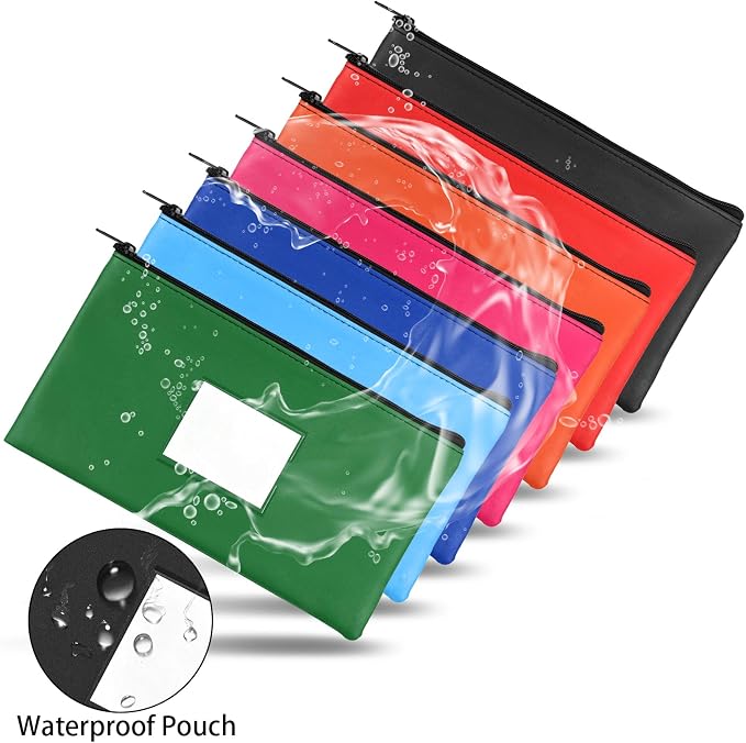 7Pieces Money Bags with Zipper, Money Pouch, PU Bank Deposit Bags, Bank Bag - Image 4