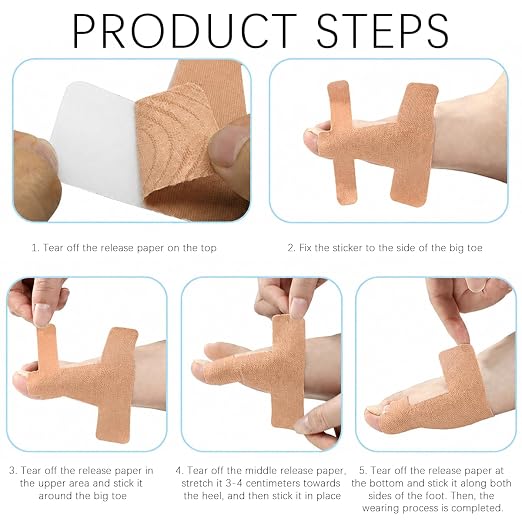 60PCS Pre‑Cut Bunion Corrector Kinesiology Tape– Elastic, Breathable & - Image 7