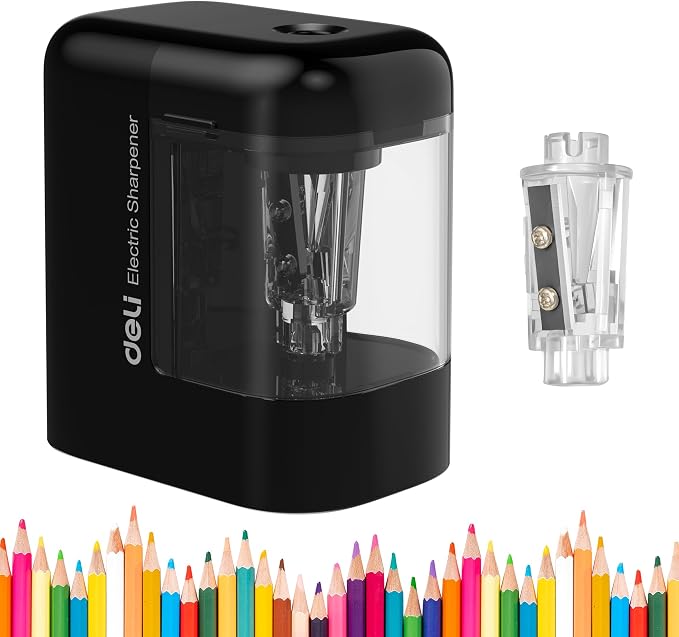 deli Electric Pencil Sharpener, Portable Pencil Sharpener by delioffice