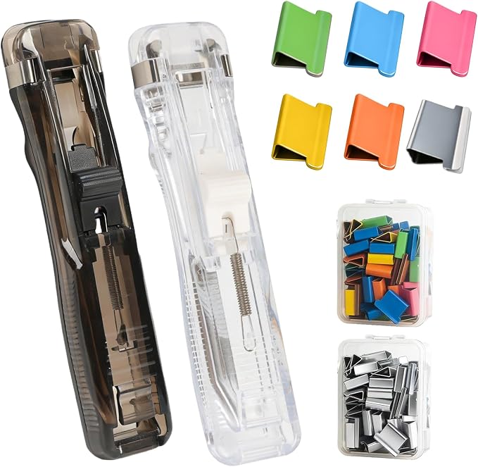 Portable Binder Clip Stapler, Reusable Push Clip Dispenser, Paper Clamps & by Unknown