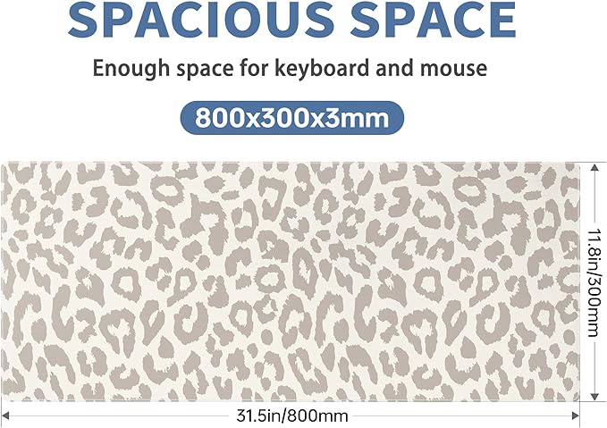 Leopard Print Mouse Pad Large Desk Mat Extended Keyboard Mouse Pad Cute XL - Image 2