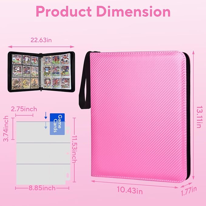 Portable 9-Pocket Trading Card Binder, Holds 1080 Cards - Image 4