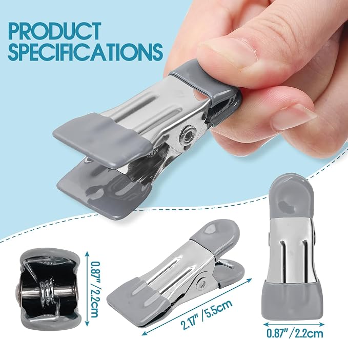 Clothes Pins Heavy Duty, 30 Pack, 2.17 Inch Metal Chip Clips, Bag Clips - Image 7