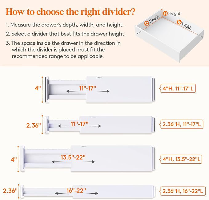 Lifewit 5 Pack Upgrade Drawer Dividers - Image 3
