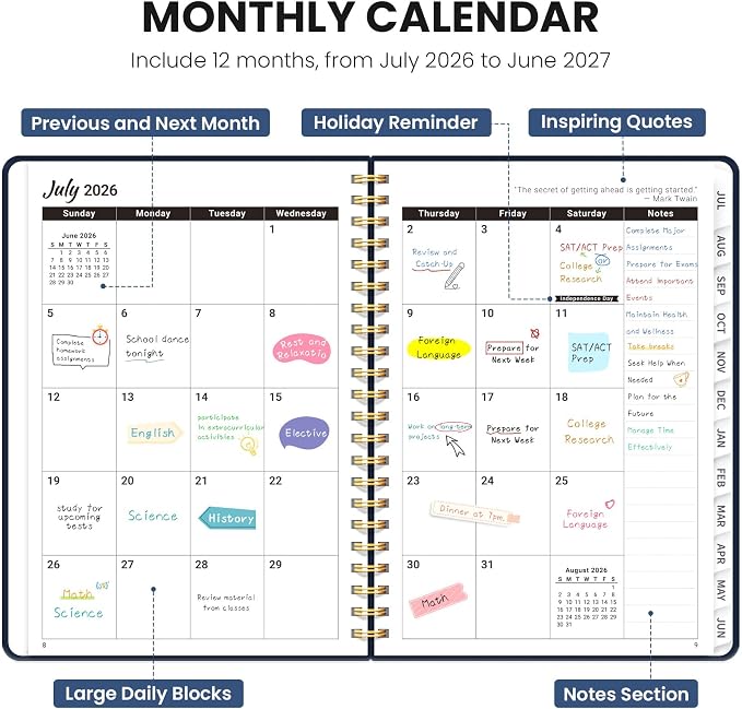 Planner 2026-2027, Hardcover Monthly and Weekly Academic Planner July 2026 - Image 2