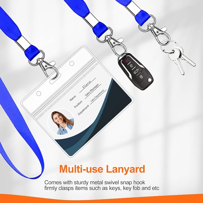 Clear ID Badge Holder with Lanyard Water Proof Horizontal Display - Image 5