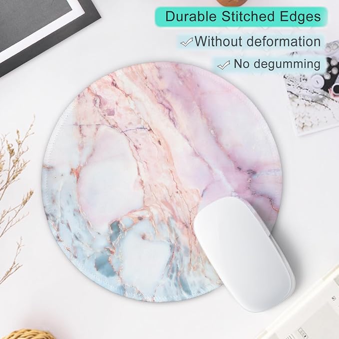 ITNRSIIET Marble Round Mouse Pad Pink Marble Customized Premium-Textured - Image 2