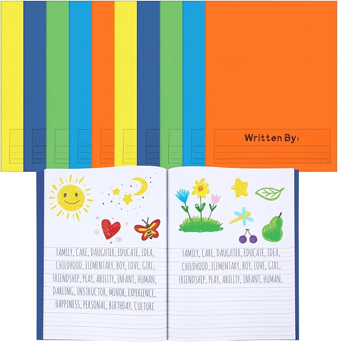 Henoyso 12 Pcs Primary Composition Notebook K-2 9 3/4 x 7 1/2 Inch Primary Journal, Back to School Supplies, Bulk Blank Writing Book for Kid to Write Draw Journal 60 Page Notebooks (Fresh Color)-DeskLoop Office