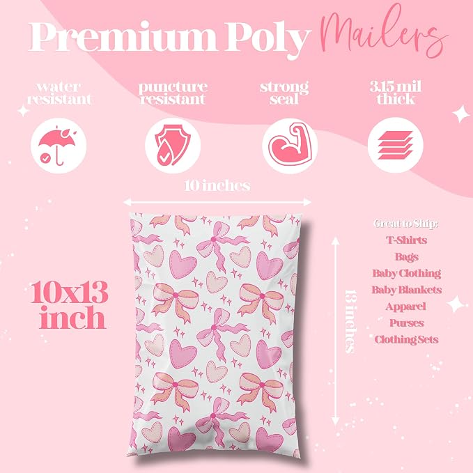 Pretty Package Store 10x13 Designer Poly Mailer 100 Pack Heavy Duty Waterproof - Image 4