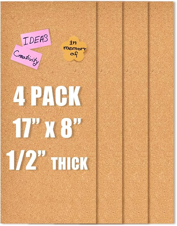 17x8 Cork Board Tiles Bulletin Board, 1/2" Thick Self-Adhesive Cork Boards by Aitakatta