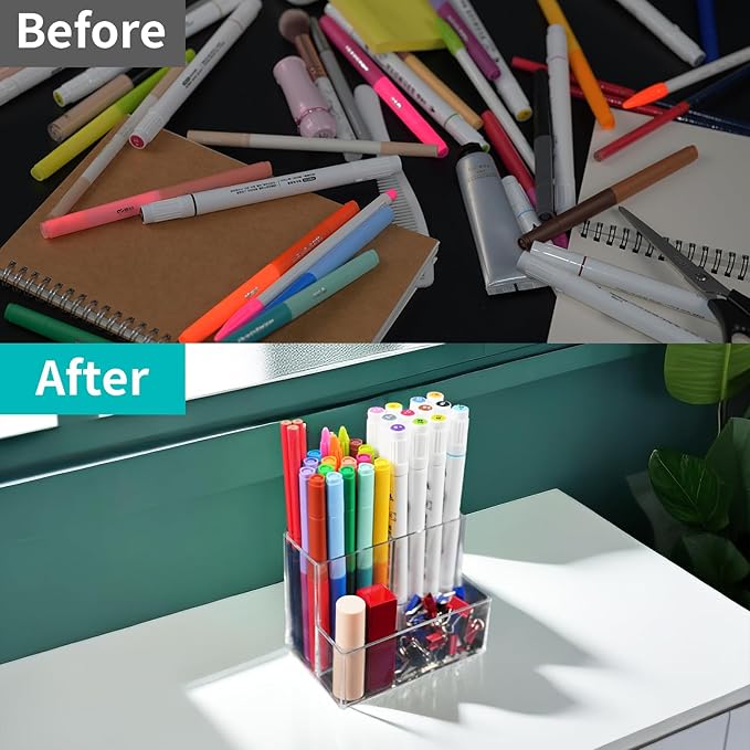 HSYMQ Desktop Clear Pen Holder - Image 3