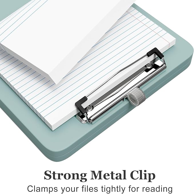 Piasoenc Small Clipboard with Storage, Clip Board with Pen Holder, Teal | A5 - Image 4