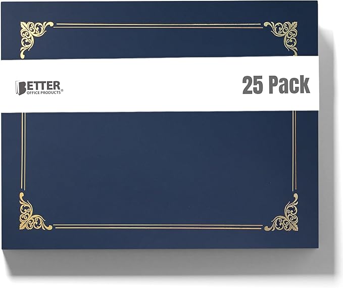 Better Office Products 25 Pack Navy Blue Certificate Holders, Diploma Holders by BetterOfficeProducts