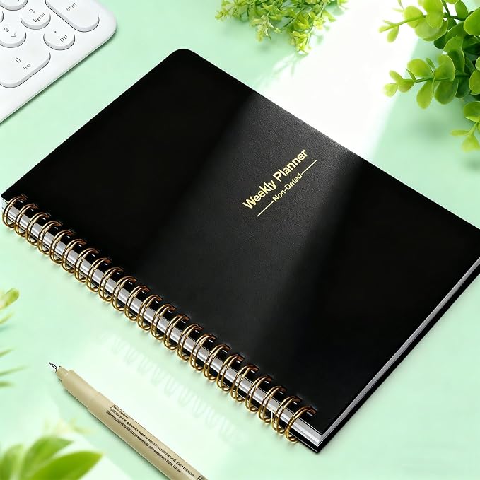 Undated Weekly Planner with Goal & Habit Tracker Notebook Spiral Binding Small - Image 3