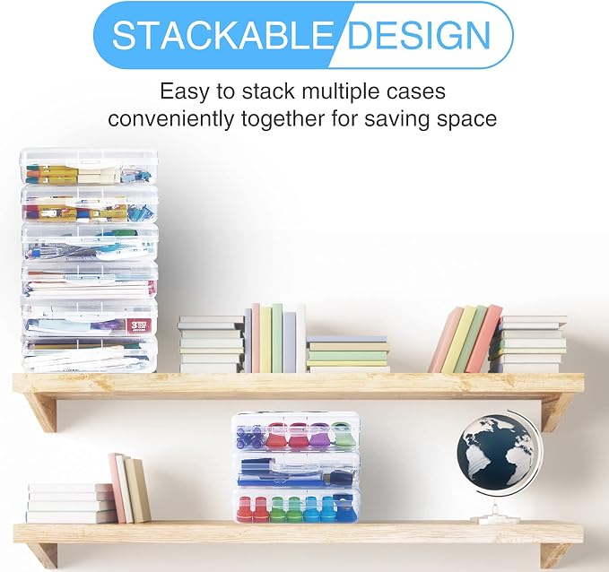 Sooez 3 Pack Pencil Case, Large Hard Pencil Box Bulk, Plastic Storage Container - Image 4