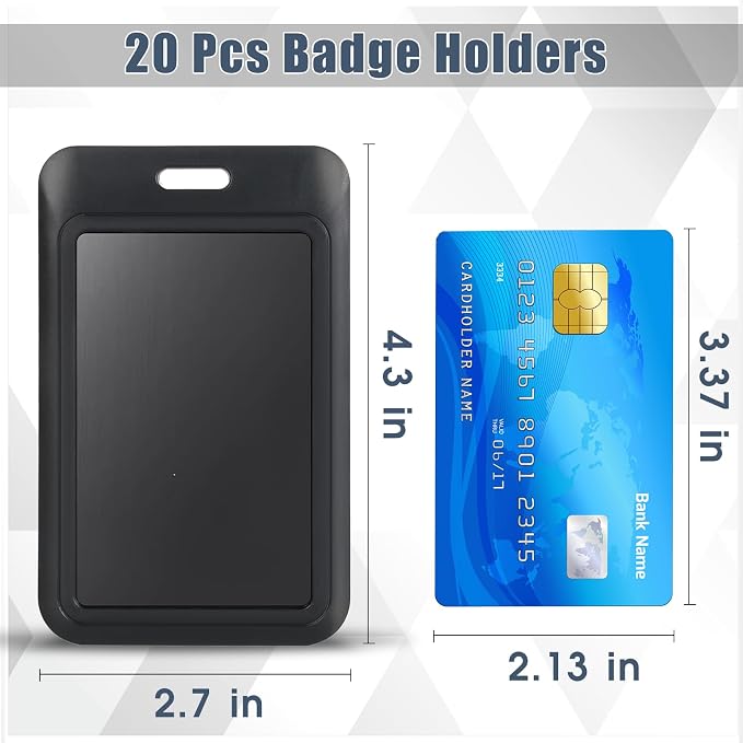 20 Pcs Black Badge Holder, Sliding Vertical Plastic Name Badge Holders - Image 2