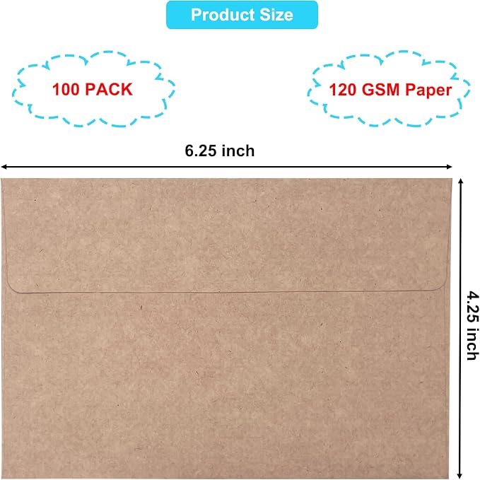 100 Pack 4x6 Envelopes for Invitations, Self Seal A4 Envelope for Greeting Cards - Image 2