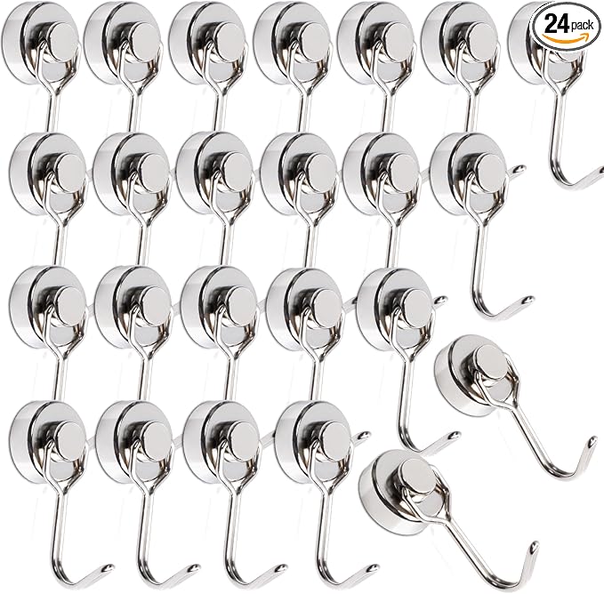 MAGXCENE 24 Pack Swivel Swing Magnetic Hooks, Strong Neodymium Magnetic Hooks by MAGXCENE