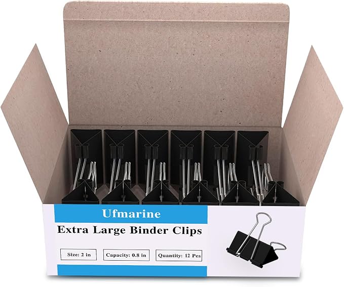 Ufmarine Extra Large Binder Clips 2 inch, Big Paper Clips by Ufmarine