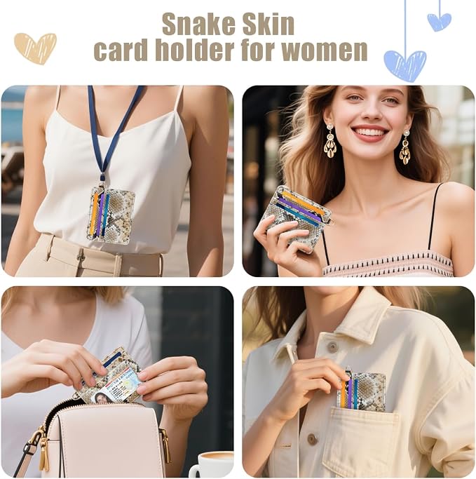 Slim Credit Card Holder Vegan Snake Skin Wallet Women Thin Wallets RFID - Image 6