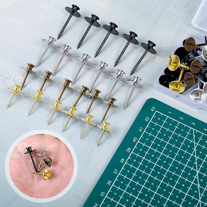 Zhengmy 40 Pcs Double Headed Picture Hangers Nails 4 Size Long Thumb Tacks Wall Nails for Hanging Pictures Decorative Push Pins Hooks for Drywall Photo Office Home Decor, 20/30/ 40/ 50lb(Mixed Colors)-DeskLoop Office