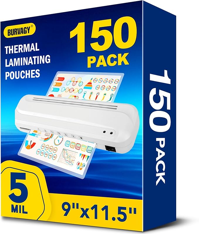150 Pack 5 Mil Laminating Sheets, 9x11.5 Inches Thermal Laminating Pouches, for Laminator, Letter Size, Ultra Clear, Thick, Hold 8.5x11 Inches, Office School Supplies-DeskLoop Office