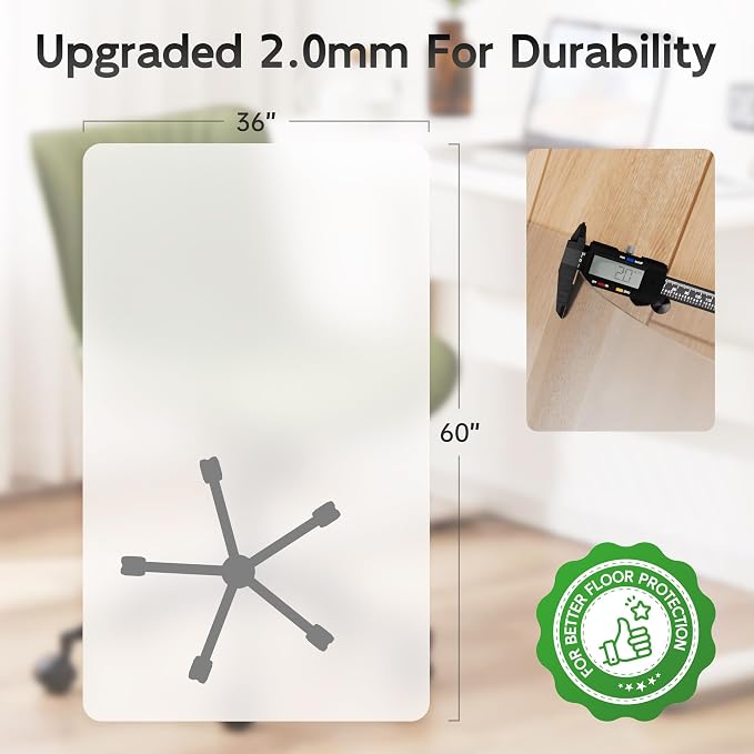 HOMEK Office Chair Mat for Hardwood Floor, Easy Glide, Protects Hard Surfaces - Image 6