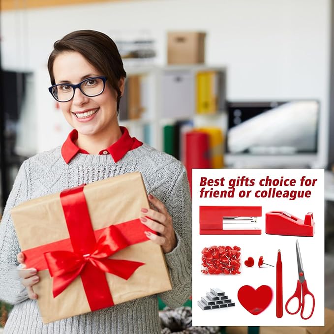 Red Stapler and Tape Dispenser Set - Image 7