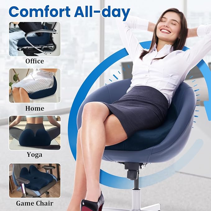 CushZone Seat Cushion, Memory Foam Office Chair Seat Cushion - Image 5