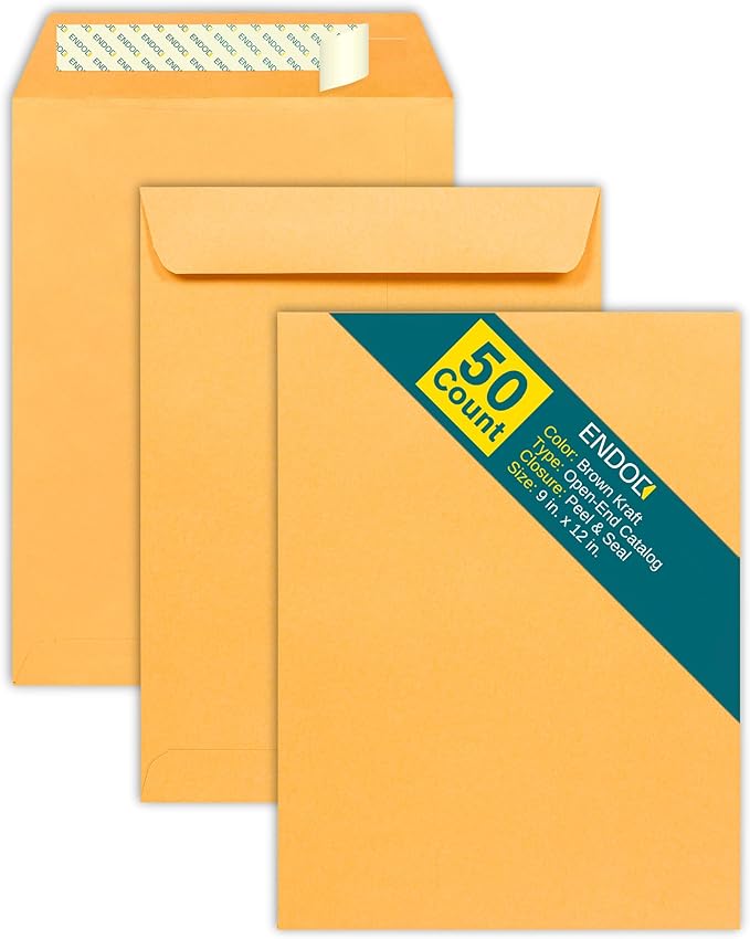 EnDoc 9x12 Open End Envelopes Self Seal by EnDoc
