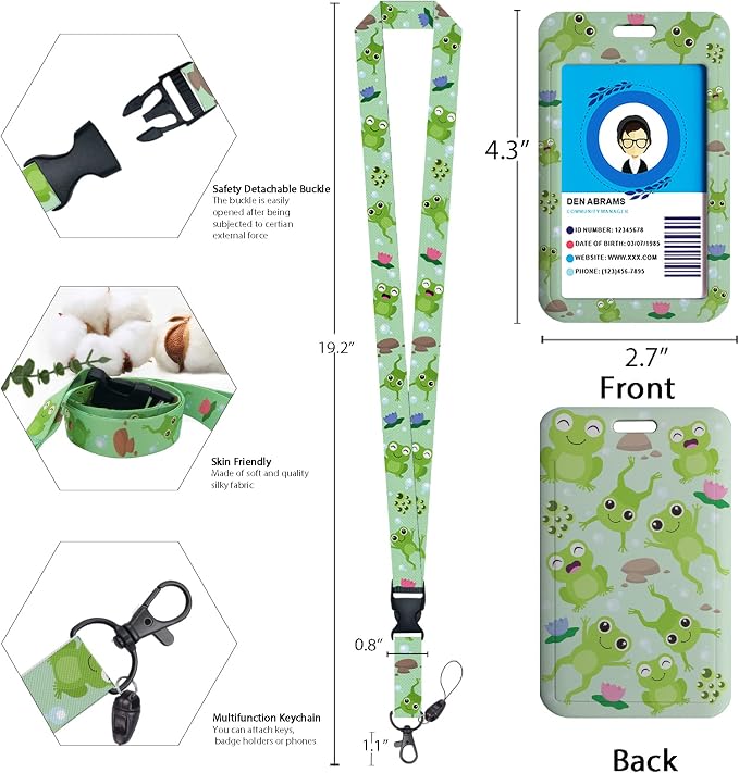 Cute Frog Lanyards for Id Badges, Retractable ID Badge Holder - Image 4