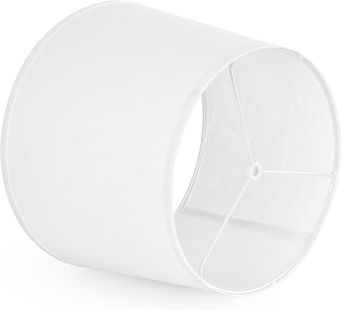 White Texture Lamp Shades Set of 2 Drum Lampshades Replacemnt - Image 4