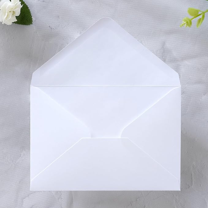 PONATIA 50 Pack A1 Envelopes, 3.62 x 5.2'' White Envelopes Perfect - Image 3