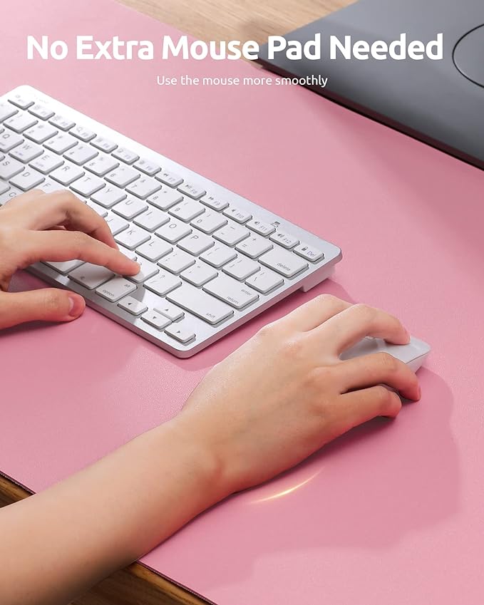 YSAGi Leather Desk Protector, Office Mat, Large Mouse Mat, Non-Slip PU Leather Blotter, Laptop Desk, Waterproof Writing Pad for Office and Home (Pink, 31.5" x 15.8")-DeskLoop Office