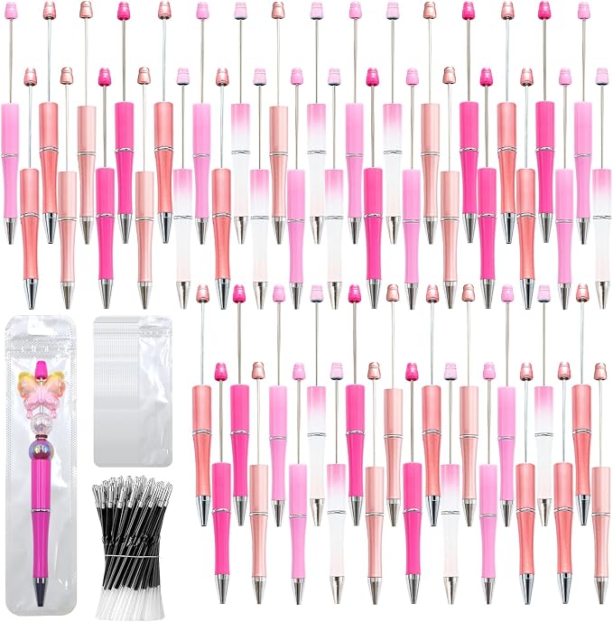 300 Pieces DIY Beadable Pen Kit – 100 Plastic Ballpoint Pens by DASTTUIS