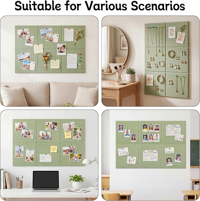 Thboxes Large Cork Board 28" x 19", 6 Pack Felt Wall Tiles - Image 7