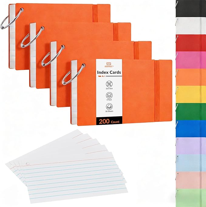 NEEWAY Ruled Index Cards with Ring 3x5 Inches, Flash Cards with Rings by NEEWAY