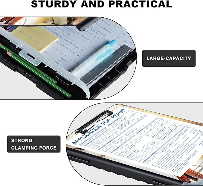 Clipboard with Storage, Storage Clipboard with Pen Holder, Heavy Duty Plastic - Image 3