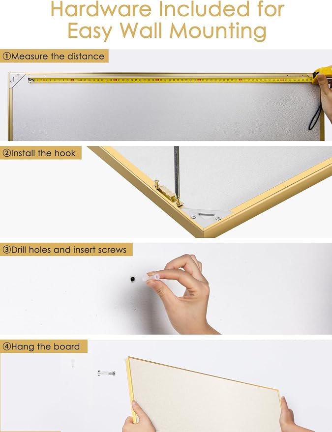 Lightomorrow Bulletin Board 40 x 30 inches, Oatmeal White Pin Board - Image 8