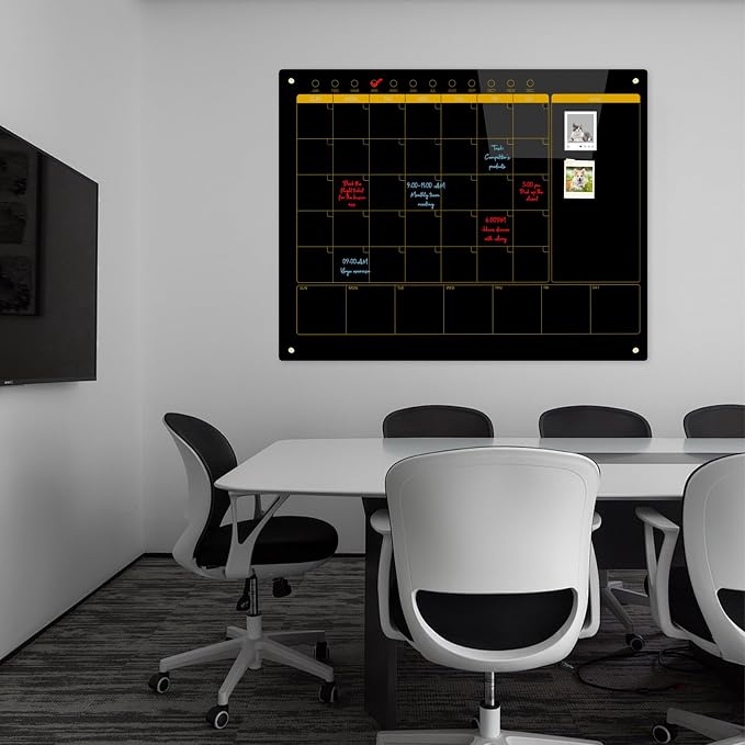 Magnetic Glass Blackboard Calendar 48"x36" Monthly Glass Dry Erase Board - Image 4