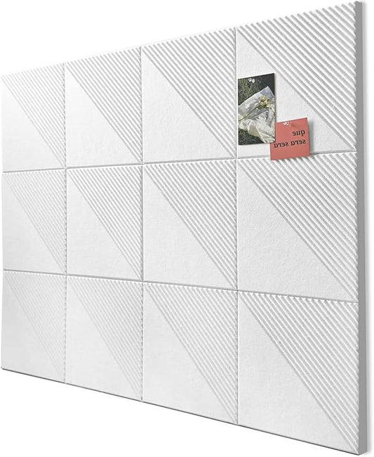 Large Cork Board for Walls 48"x 36", 12 Pack Felt Wall Tiles with Safe Removable Adhesive Tabs, Cork Board for Office,Pinboard Bulletin Board - White-DeskLoop Office
